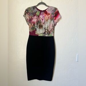 Ted Baker Ceyara stealth floral black dress size 4